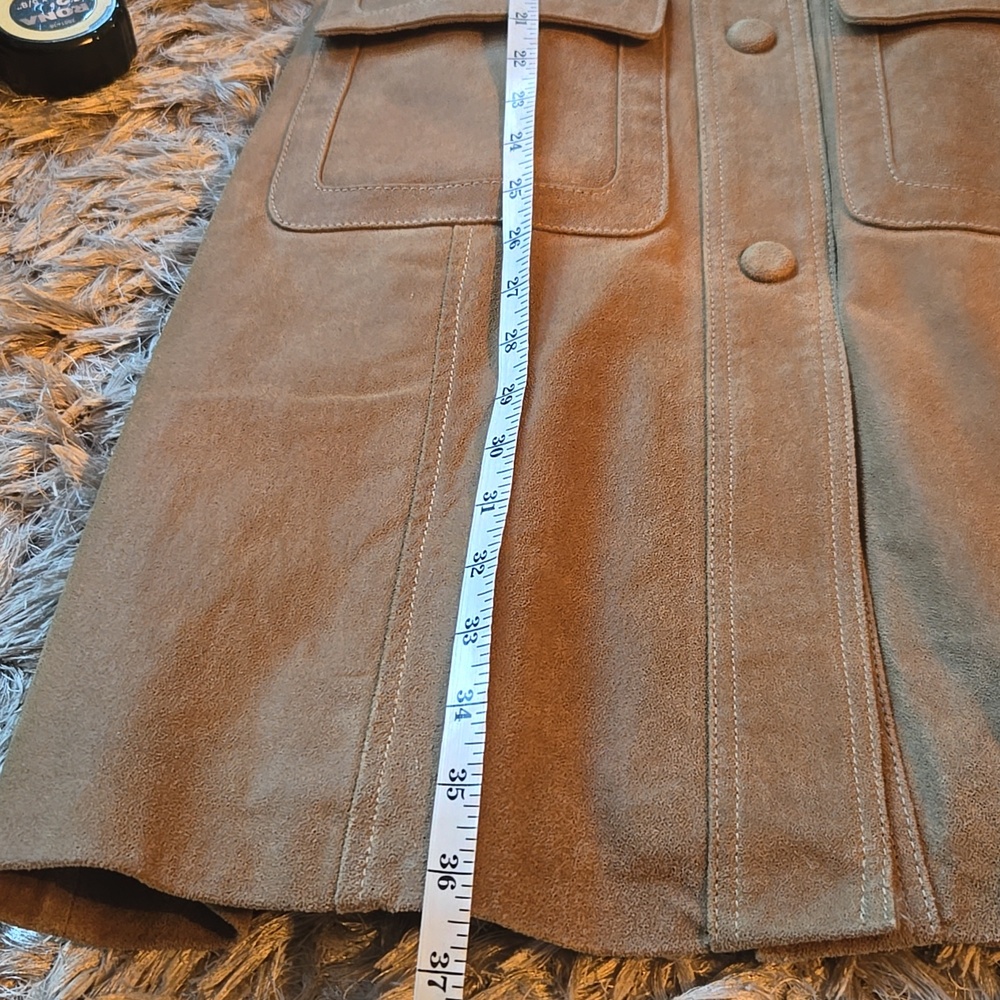 Vintage Y2K Tan Suede Button-Front Coat - Picture 11 of 16